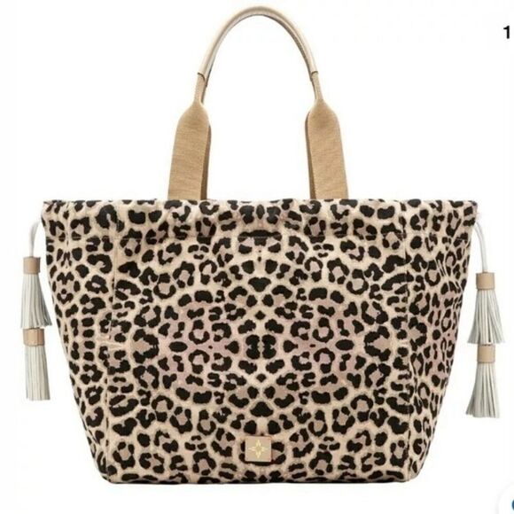 India Hicks Fortune Tote - Sleeping Leopard - New - Picture 2 of 4